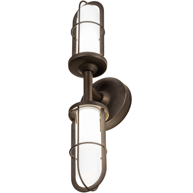 2 - Light LED Armed Sconce, Weathered Brass