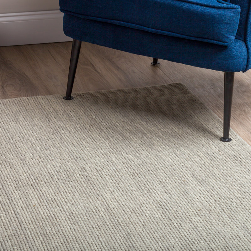 Tapis argent en laine crocheté à la main Dionne, Rectangle 2 pi x 3 pi