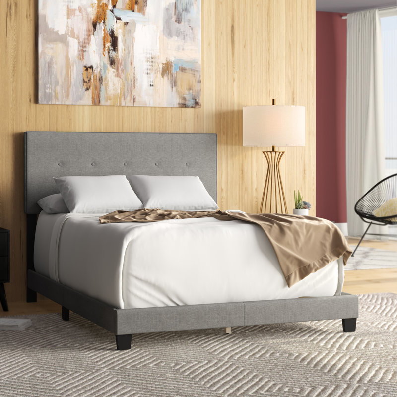 Lit tapissier standard Channie Fazio, Grand, Gris clair