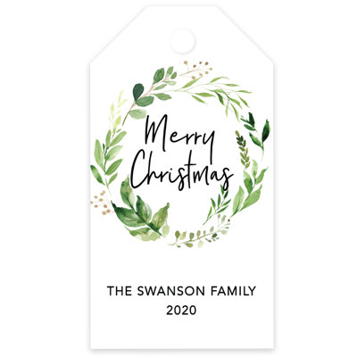 Koyal Wholesale Custom Christmas Gift Tags Greenery Wreath Custom Name Year 60-Pack