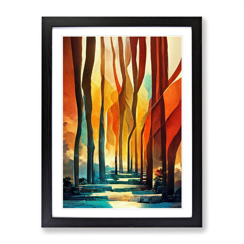 Torn Abstract Forest No.6 - Wall Art, 48cm H x 36cm W, Black Framed Paper, White