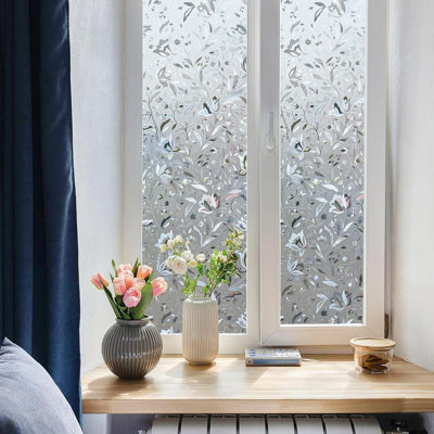 Film d'intimité pour fenêtre d'intimité avec vitrail décoratif bloquant le soleil pour contrôler la chaleur de la maison, motif de tulipe arc-en-ciel non adhésif