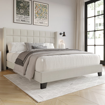Jiahang Upholstered Unfinished Wingback Bed