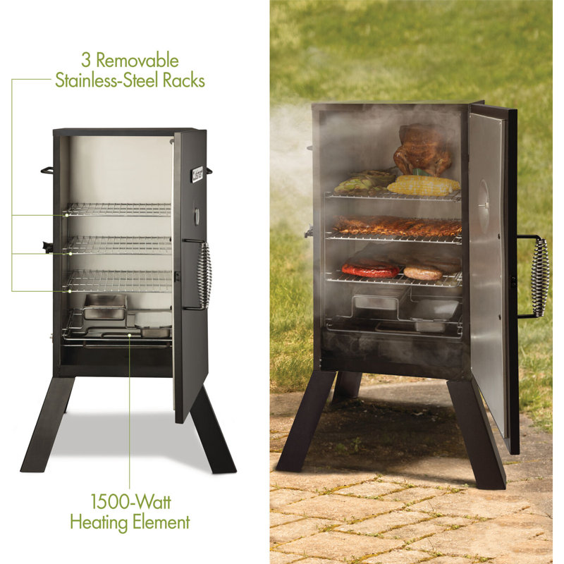 30-In. Vertical Analog Electric Smoker with 548-Sq.In. Cooking Space in Black