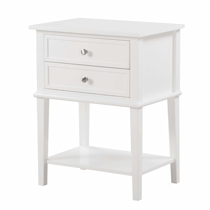 Table de chevet à deux tiroirs Modern Minimalist - La pratique rencontre l'esthétique, Blanc