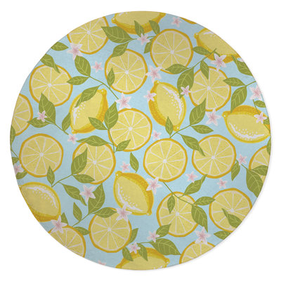 Lemon Days Low Pile Carpet Straight Round Chair Mat -  KAVKA DESIGNS, MWOMT-17299-5X5-KAV2467