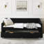 Lit de jour simple avec tissu en lin et solutions de rangement sous le lit, tiroirs revêtus de noir Capacité de poids de 500 lb-16860201-16860198