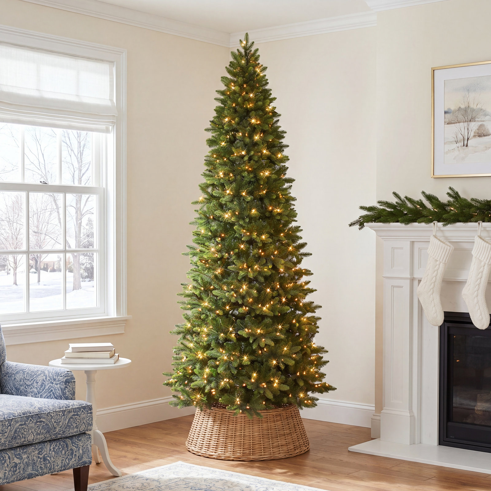 Lighted Artificial Spruce Christmas Tree, 9' H