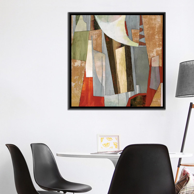 «Landscape Collage», reproduction d'impression sur toile, H 18 po x l 18 po x P 1,5 po, Toile encadrée noire, Pas de tapis