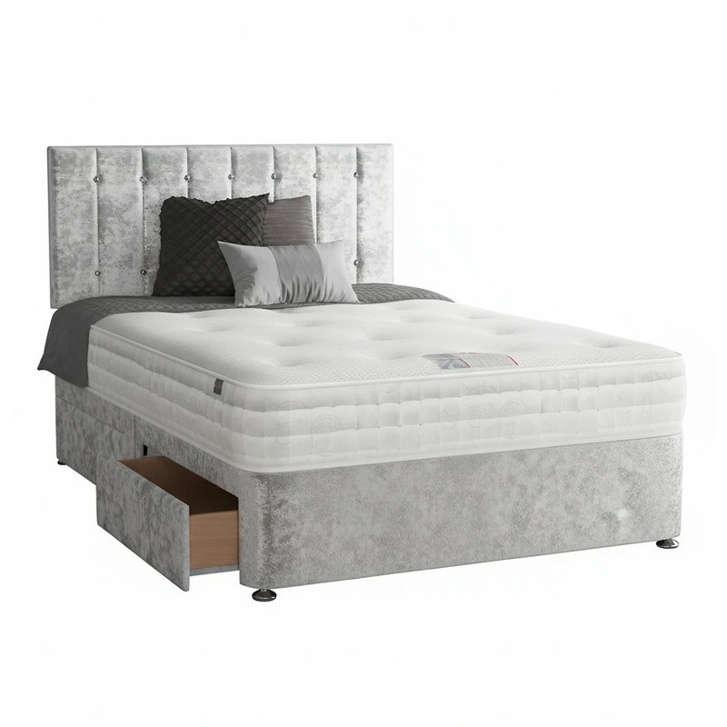 Fain Divan Bed Base, Silver, Single (3'), 2 Left Drawers