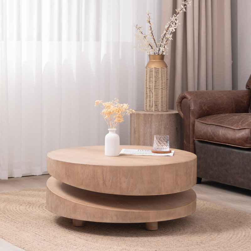 31.3" Round Wooden Coffee Table