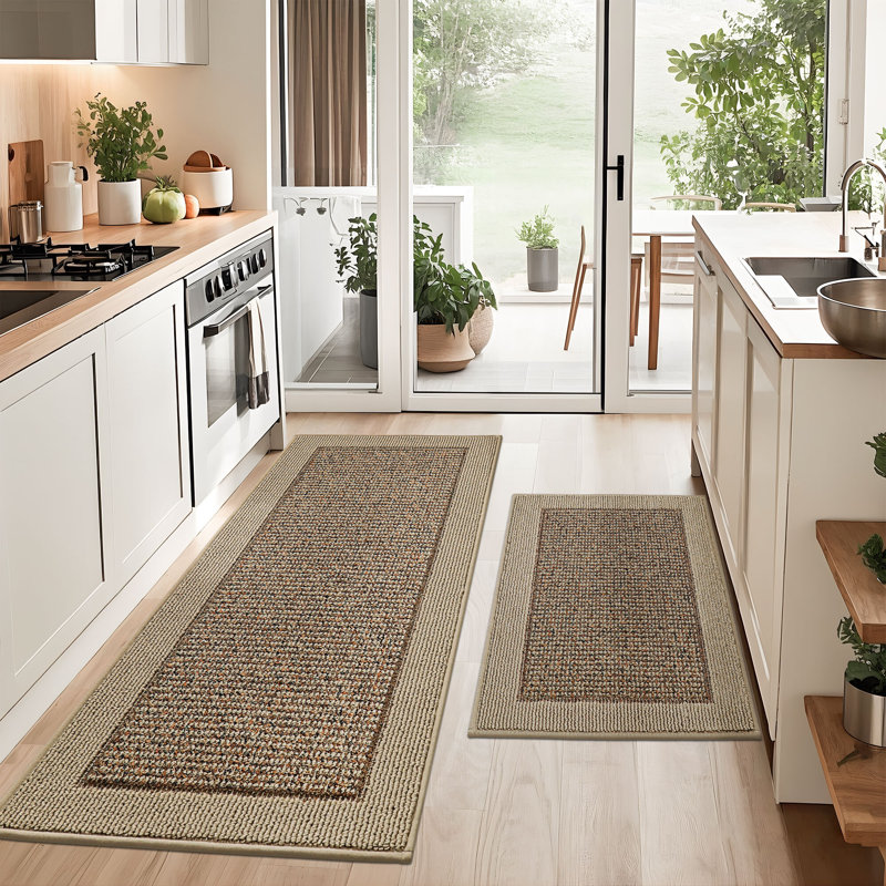 Kitchen Mats Set of 2 Non-Slip Kitchen Rugs for Floor, Absorbent and Stain Resistant Kitchen Runner, Machine Washable Rugs for Kitchen, Laundry & Sink