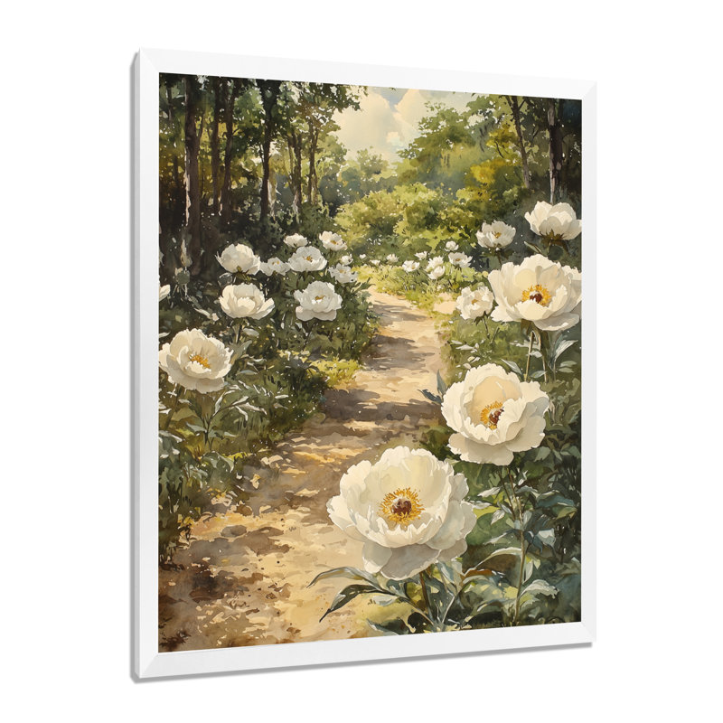 Genora - Art mural sur toile floral, H 32 po x l 24 po, Reproduction encadrée d'une seule photo, Blanc