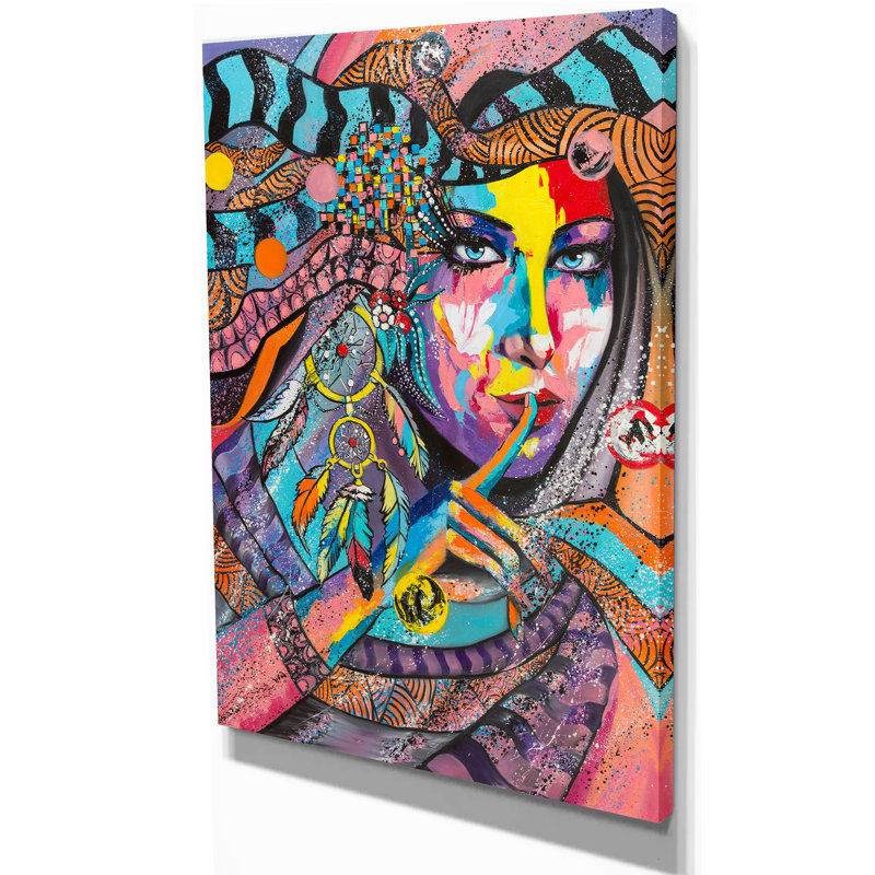 Portrait féminin-impression d’art graphique Glamour, H 20 po x l 12 po x P 1po, Toile tendue