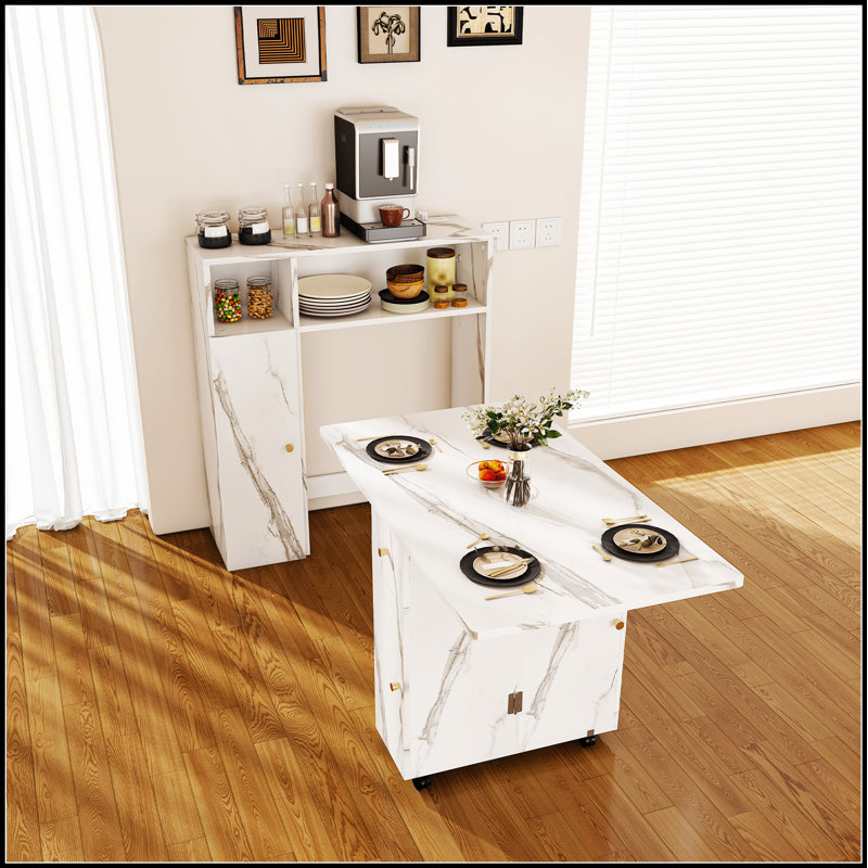 Multifunctional Folding Dining Table with Wall-Mounted Sideboard & Storage for Small Apartments