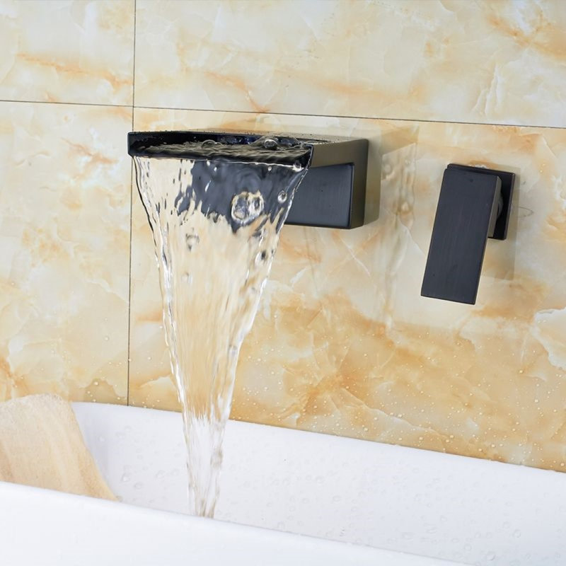 Robinet de lavabo mural en bronze huilé et moderne Deck MounJuno - Robinet pour salle de bain élégant et élégant