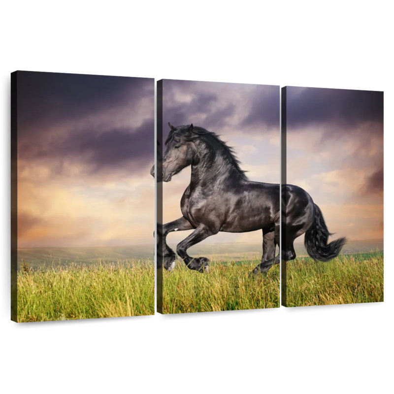 Brampt Galloping Friesian Horse, 28" H x 45" W