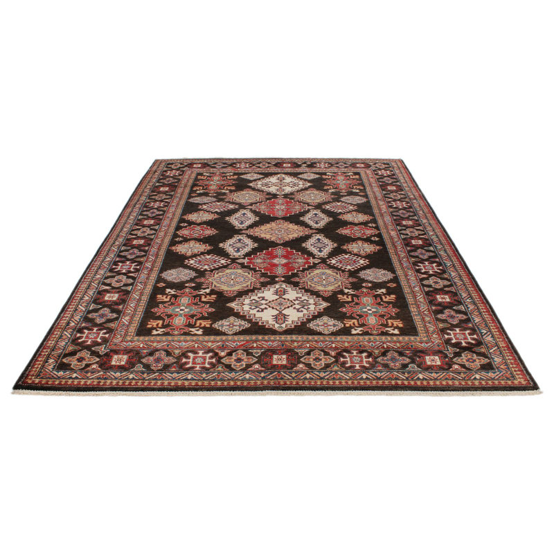 Tapis tribal brun et multicolore 7 x 9 Kazak