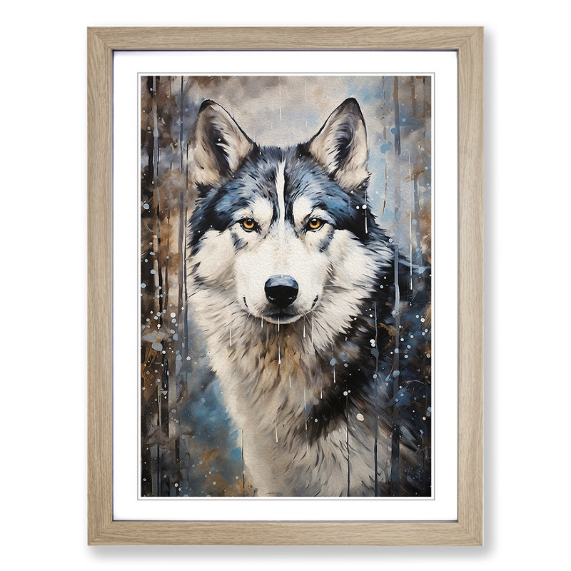 Husky Contemporary - Framed Print, Oak Framed, 34cm H x 25cm W x 2cm D