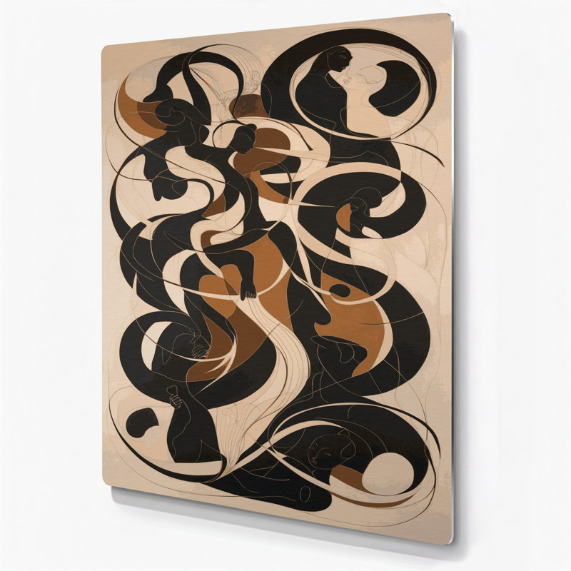 Art mural abstrait en métal beige 86, H 24 po x l 36 po