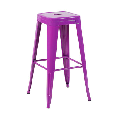 Tabourets de bar en métal 30 po sans dossier de 30 po de hauteur, sans empilage, détachables et faciles à assembler, espace pour îlot de cuisine, bar, salle à manger - métal imperméable, structure 4 en mauve