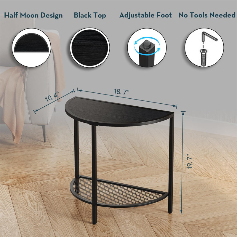 Zackory 10.39'' Console Table, Black, Black