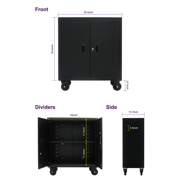 Inbox Zero Lakendric 35.4'' Wide 2 - Shelf Storage Cabinet