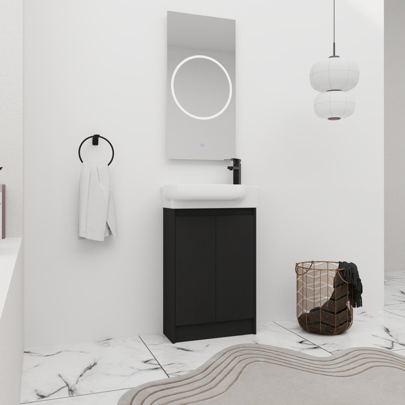 23'' Single Bathroom Vanity with Ceramic Top, Black