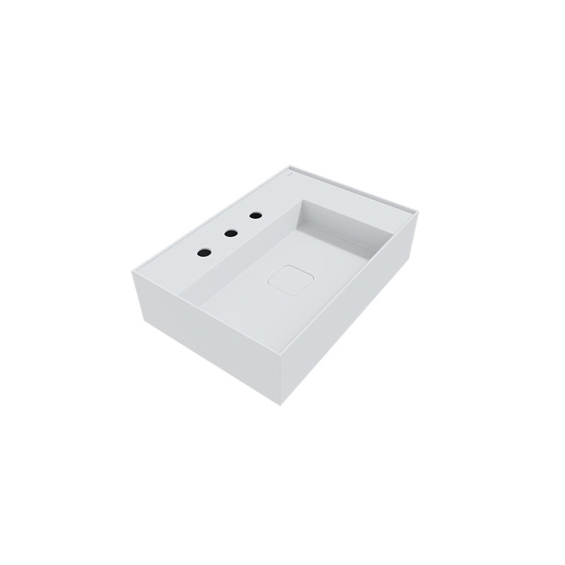 Lavabo de salle de bain vasque rectangulaire en argile réfractaire, Blanc mat
