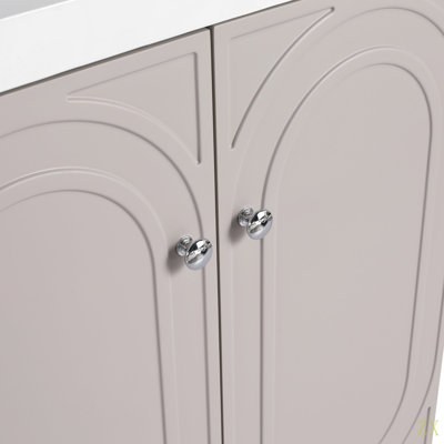 Meuble-lavabo autoportant de 30 po avec lavabo en résine et 2 portes d'armoire à fermeture en douceur (emballage KD)