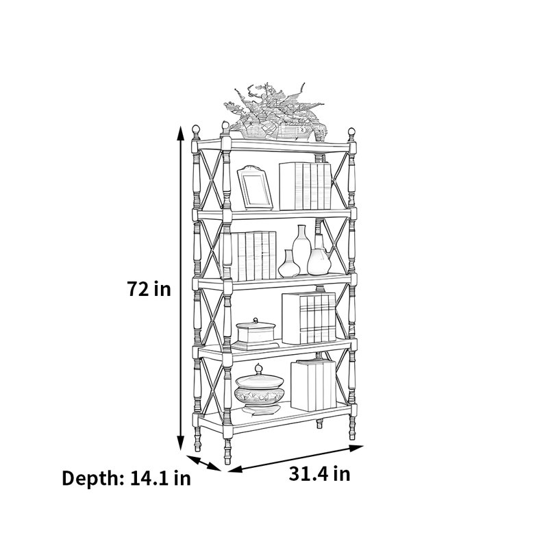 Snyder, (5 Shelves) 72"H x 31.4"W x 14.1"D, White