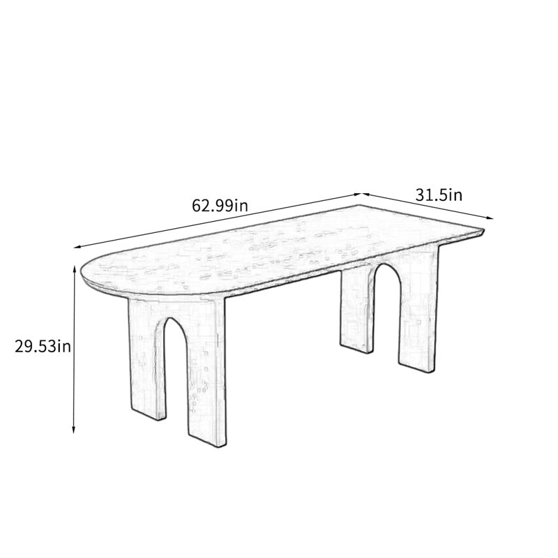 French Retro Half-Circle Walnut Dining Table., 29.53"H x 62.99"L x 31.5"W