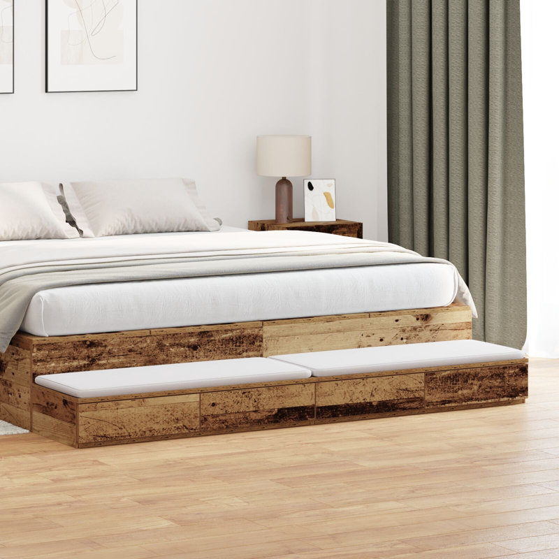 Underbed Storage Drawers, Old Wood, 16.5 H x 180 L x 36.5 W cm