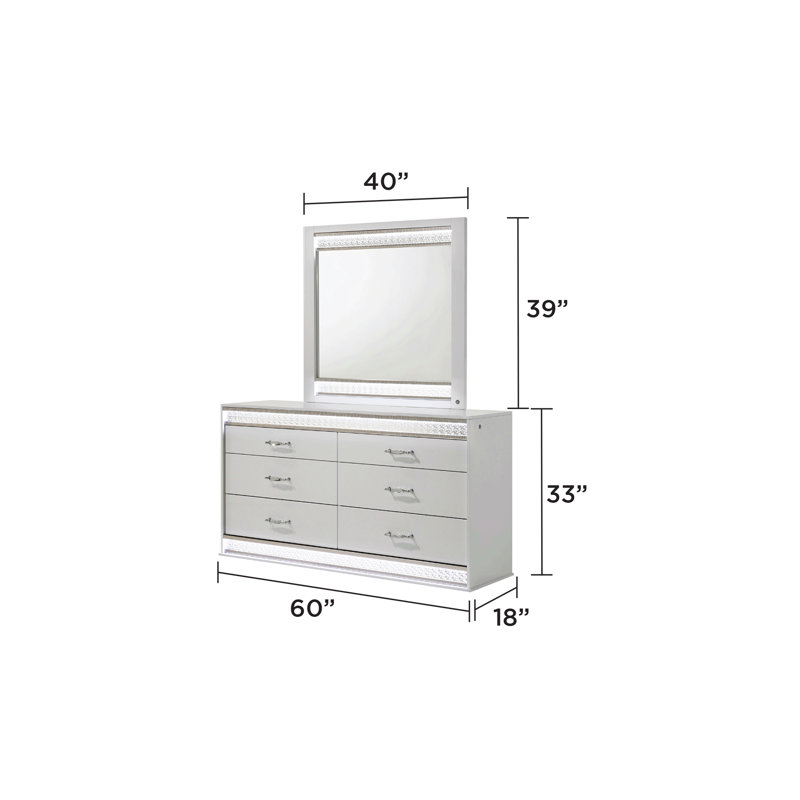 Miroir de style moderne (comprend seulement un miroir) en bois blanc