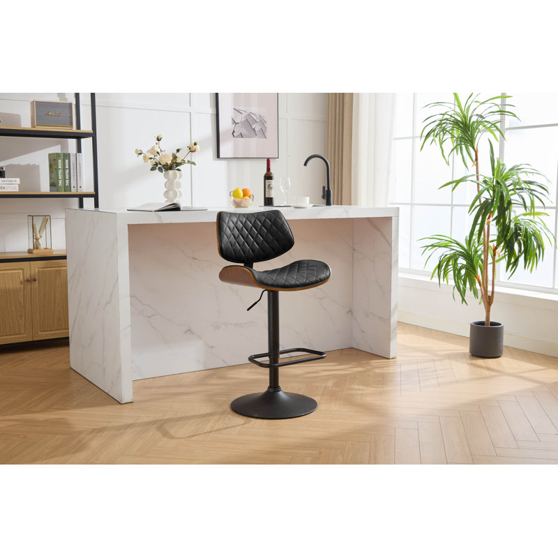 Tabouret de bar réglable en hauteur Dudley, Noir, noir, noir, noir