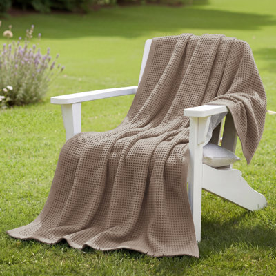 Essential Collection Bedsure 406gsm 100% Cotton Blanket Breathable Waffle Weave Throw Blanket GentleSoft™️