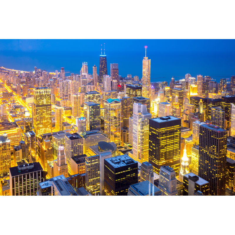 Hemsley Chicago Downtown At Dusk - Wrapped Canvas Print, 30cm H x 46cm W x 3.8cm D