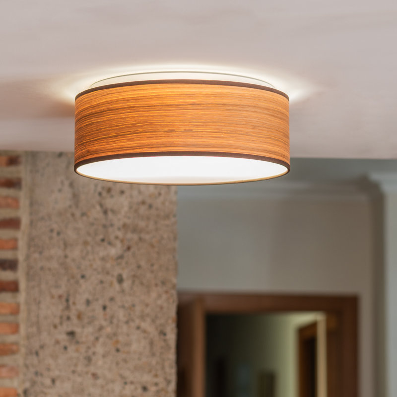 Strayer Wood Flush Mount, Oak, 10cm H x 30cm W x 26cm D
