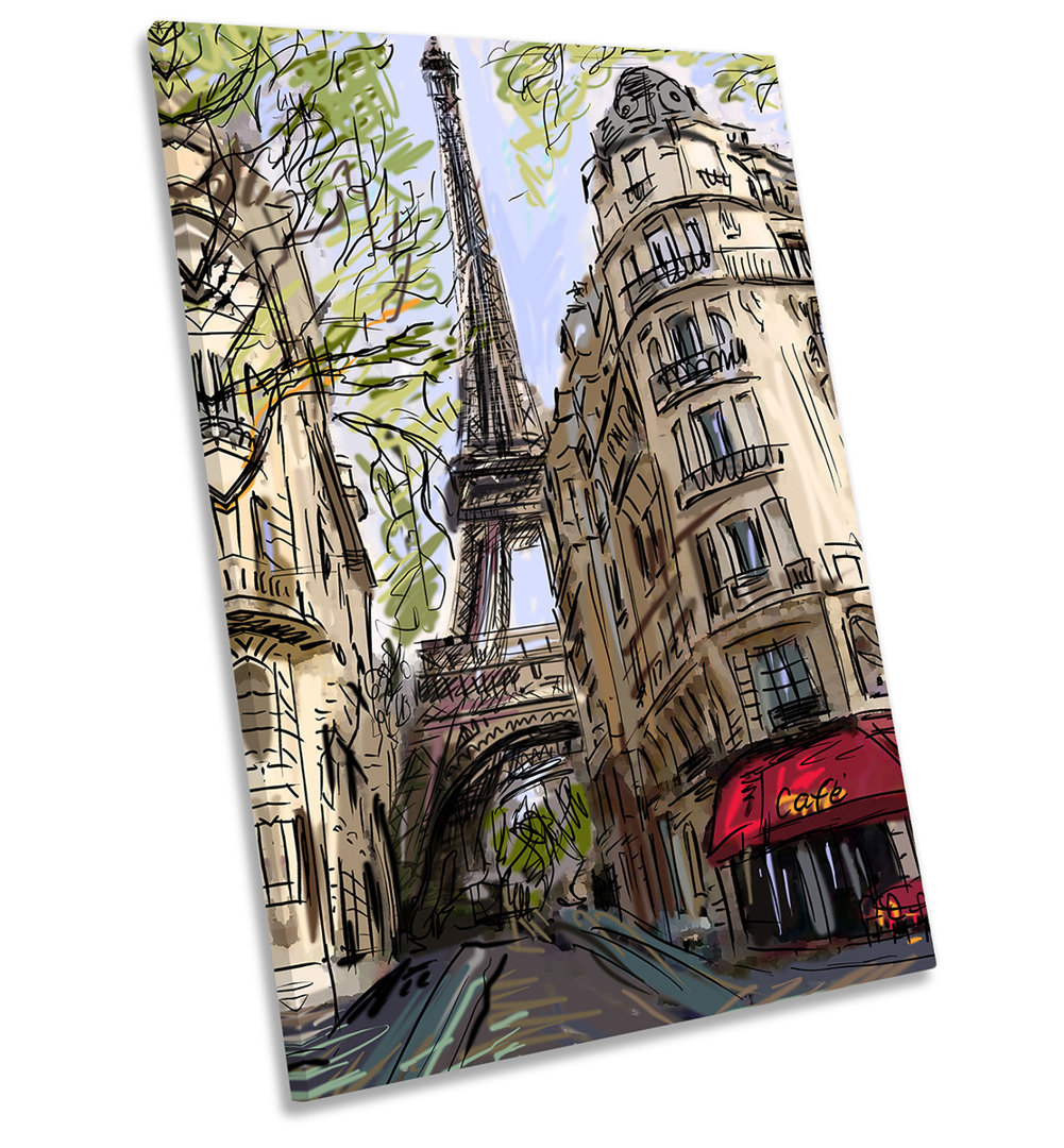 Eiffel Tower Street Paris - Wrapped Canvas Painting