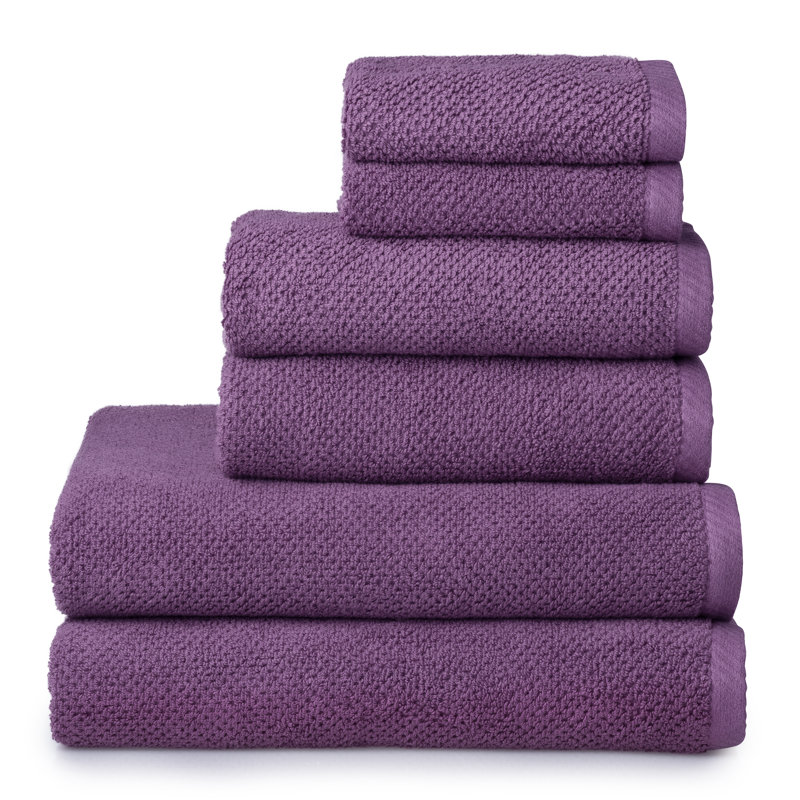Ensemble de serviettes 6 pièces 100% coton Quaddiu, Prune