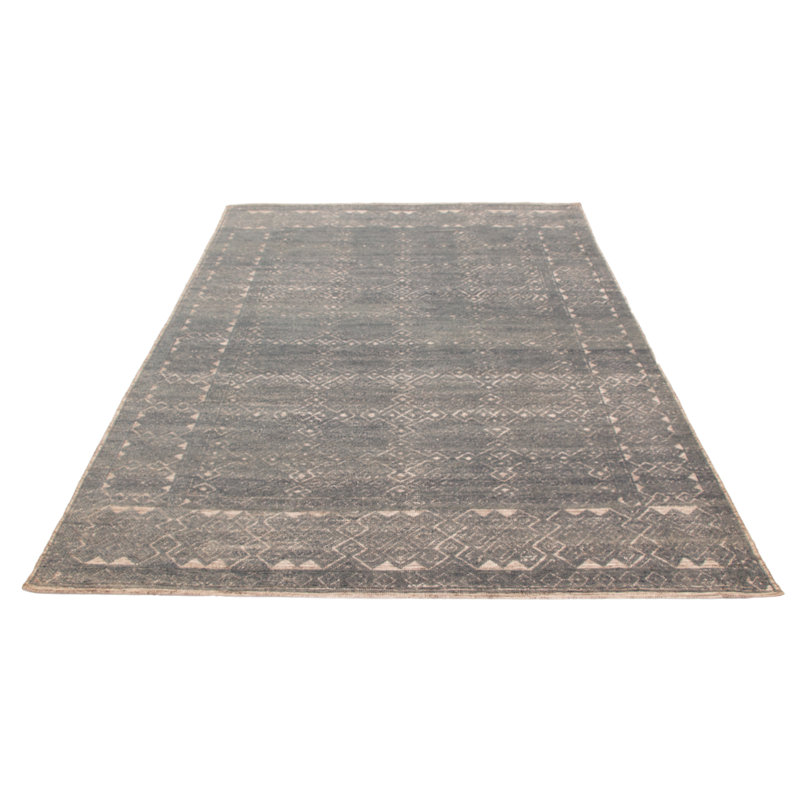 Tapis gris en laine noué à la main 8 pi 11 po x 12 pi 2 po Tanger
