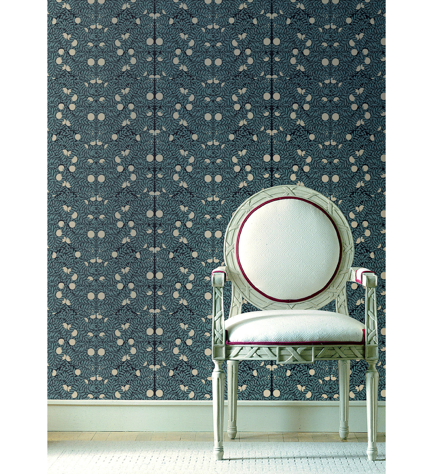 Orange Bush Self-Adhesive Wallpaper, Blue, Paper, Non-pasted