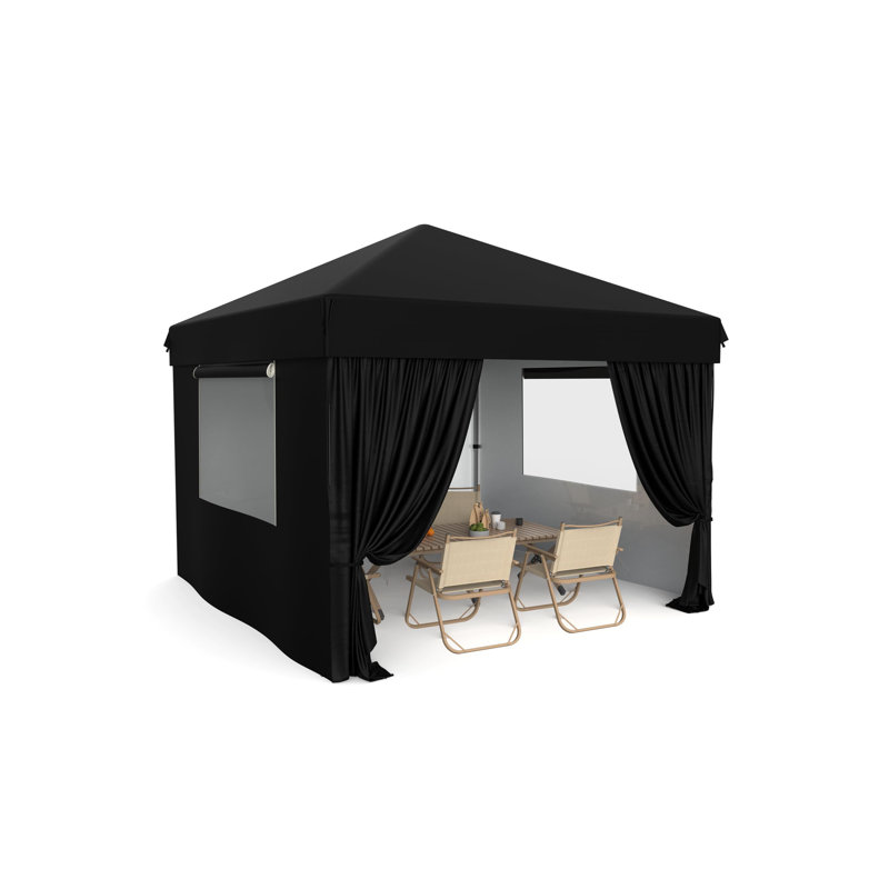 10x10 Pop Up Canopy Tent Outdoor Canopy One-Person Set Up Heavy Duty Commercial Instant Tent Shelter, 4-Sidewall, Black