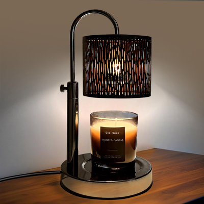 Candles Warmer With Timer And Dimmer, Adjustable Height Candle Melter,(2 Bulbs/Openwork Black Stripe)