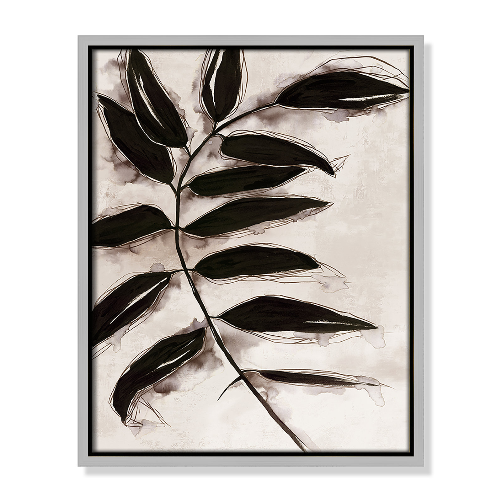 Leaves II by Eva Watts, 15.5" H x 12.5" W x 2" D, Silver Framed