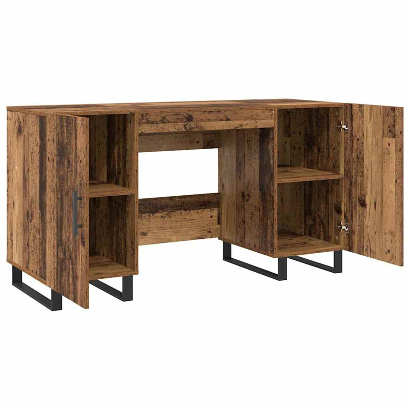 Desk With Shelf 140 X 50 X 75 Cm Engineered Wood, Old Wood