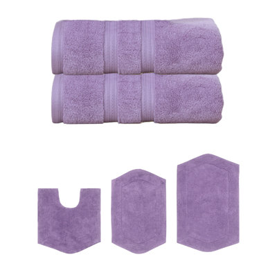 Ensemble de serviettes de bain 100% coton 2 pièces Bryd Collection et ensemble de tapis de bain 3 pièces, (ensemble de 5)