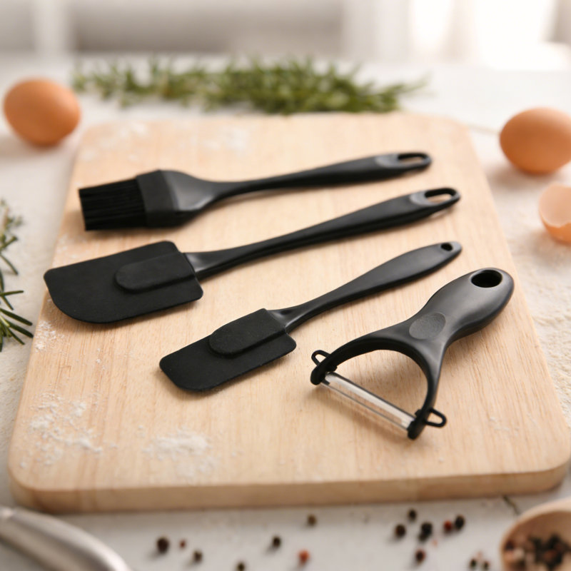 Ensemble de 19 couteaux de cuisine en acier inoxydable, affûteur intégré, compatible lave-vaisselle, manches ergonomiques antidérapants, 6 couteaux à steak, noir