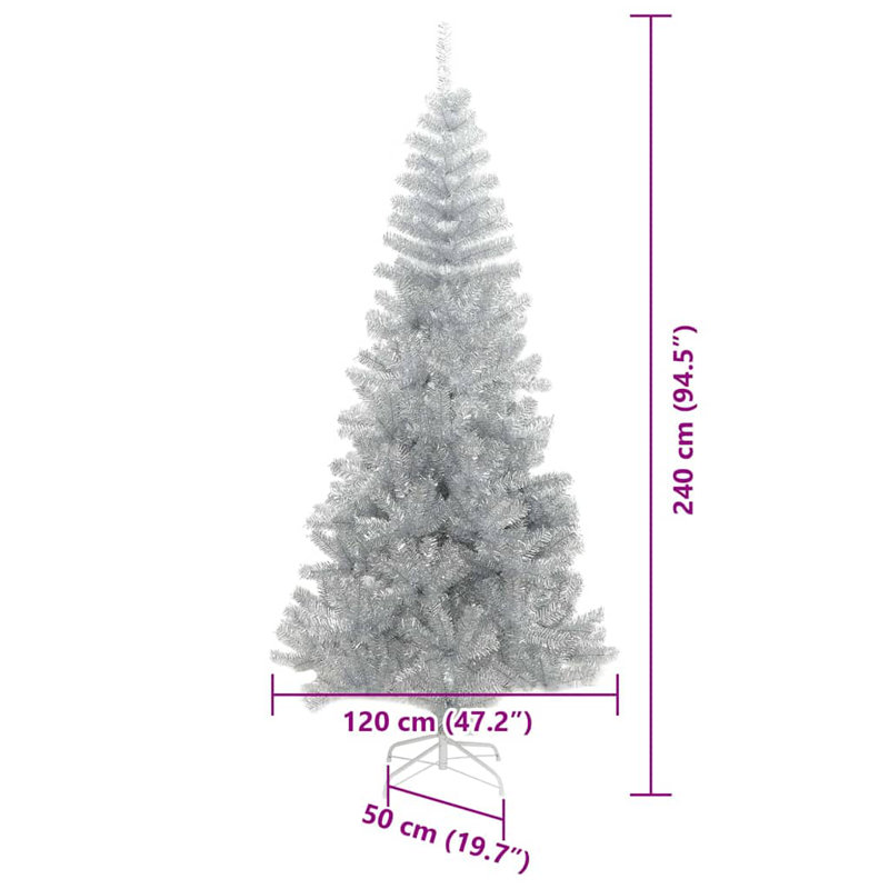 vidaXL Christmas Tree with 300 LEDs with Stand Silver PET, 7.87 ft