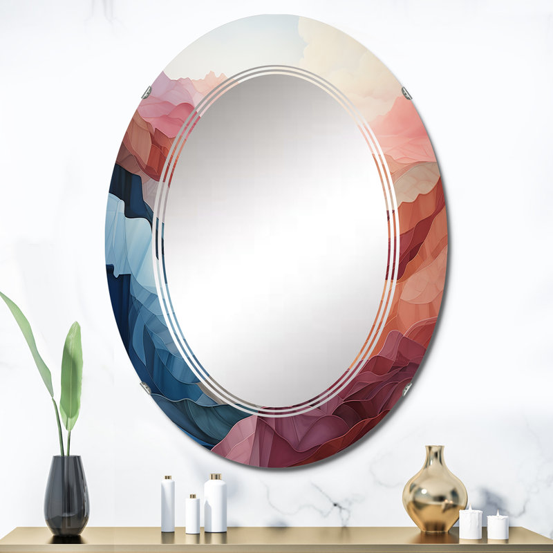 Saxicola - Miroir mural moderne ovale, 36 po x 24 po